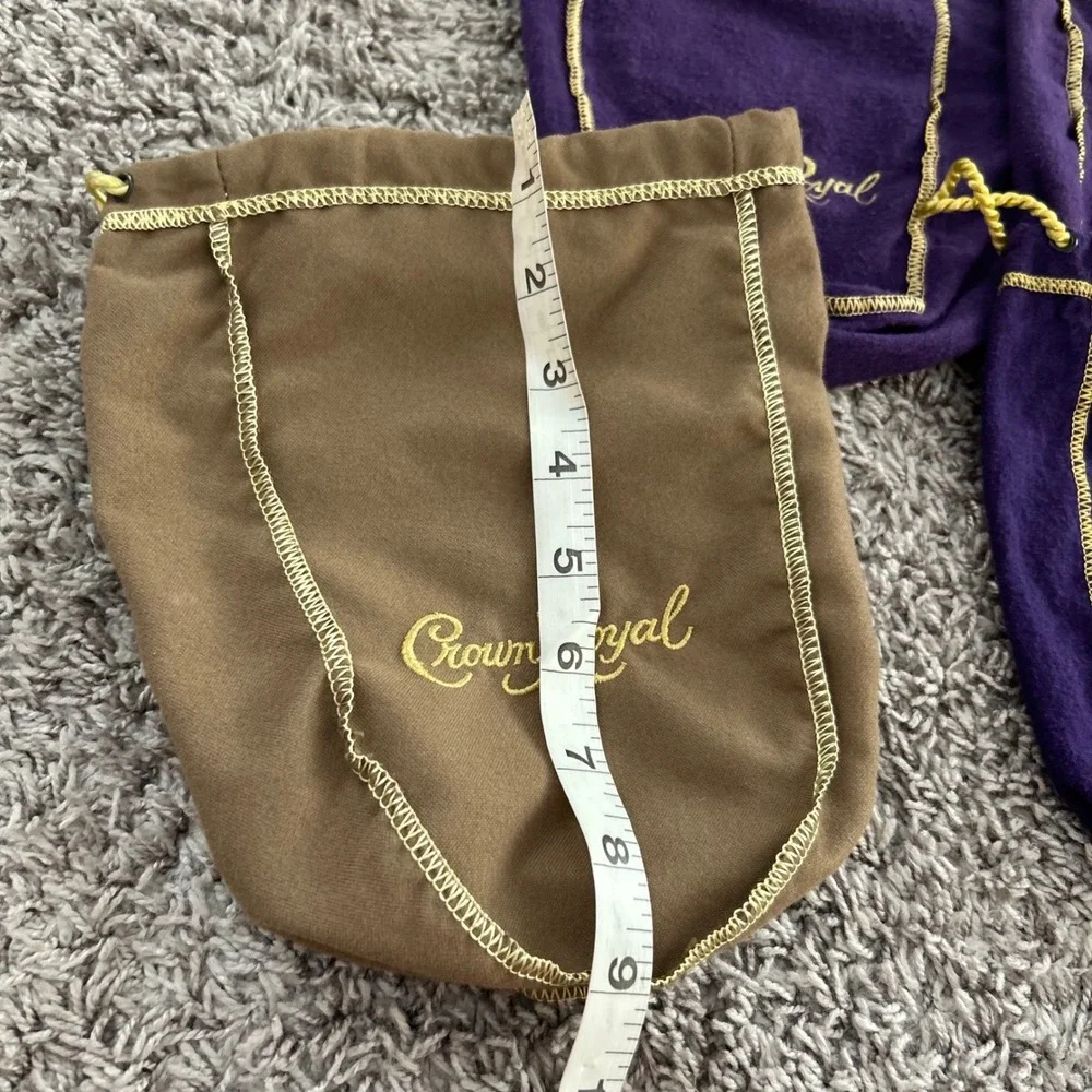 Crown Royal Purple & Tan Drawstring Pouches Bags 4pc Set